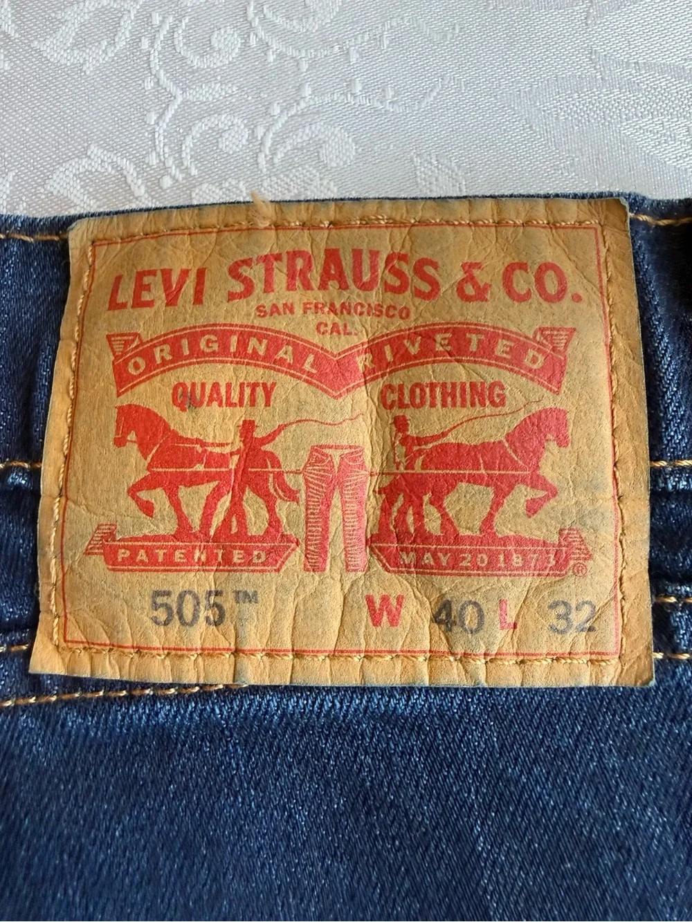 Levi’s Classic Denim 505 Men's Size W40/L32 Dark Blue Straight-Leg Jeans Pants